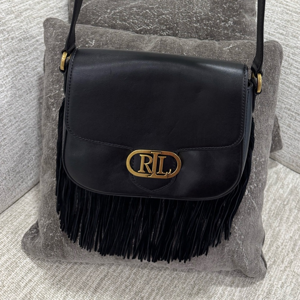 Black Fringe Ralph Lauren Crossbody Bag